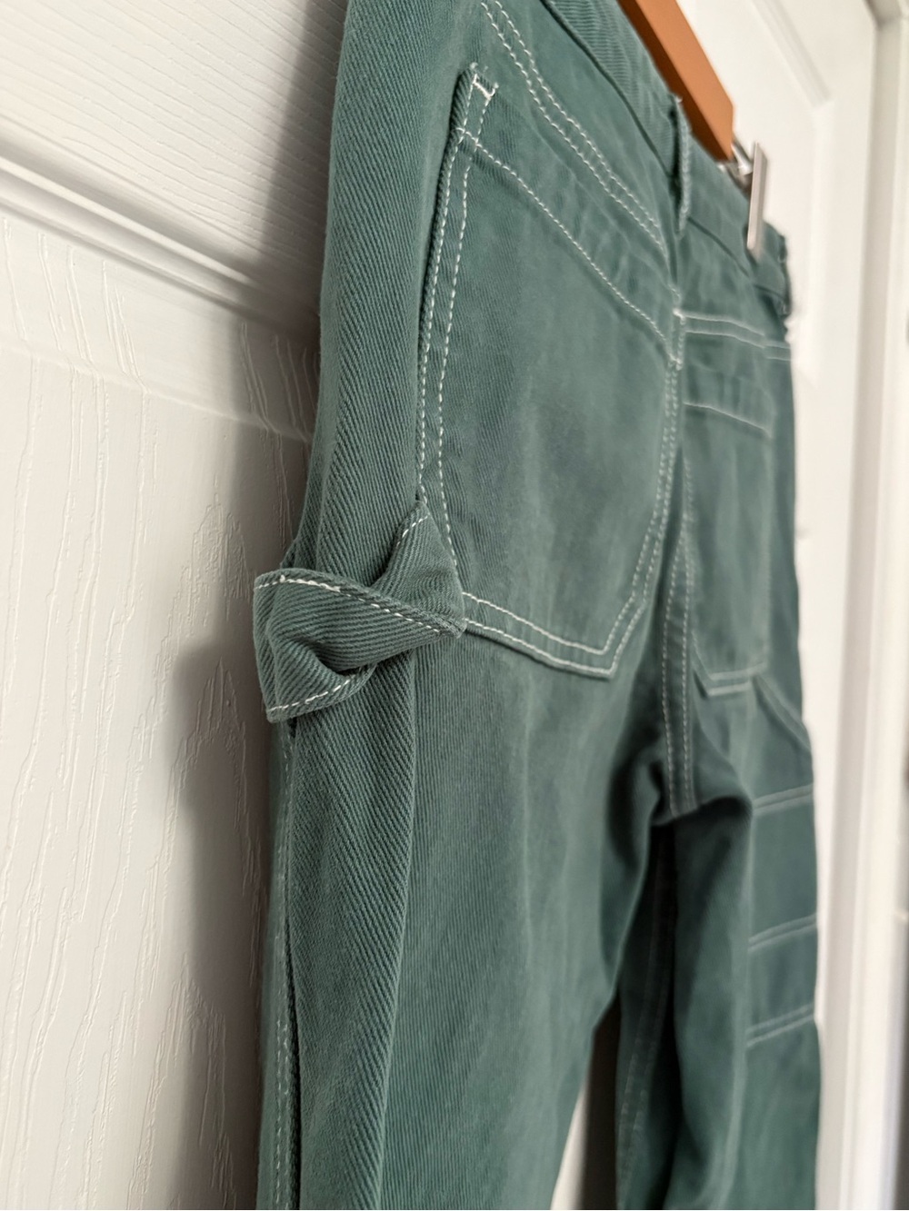 PacSun Low Rise Carpenter Pants Size 26 Green Contrast Stitch - Picture 4 of 8